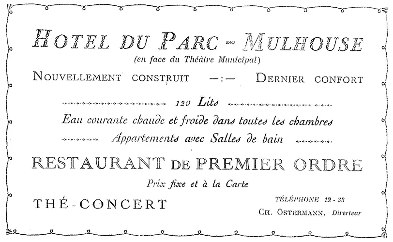 Affiche promotionnelle - Hôtel Du Parce - Mulhouse