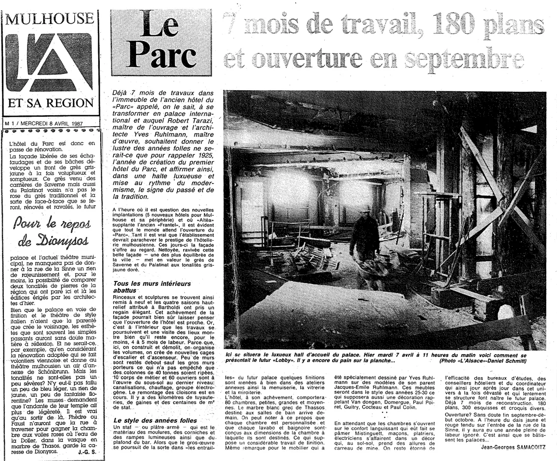 Travaux dans le hall - Hôtel Du Parce - Mulhouse